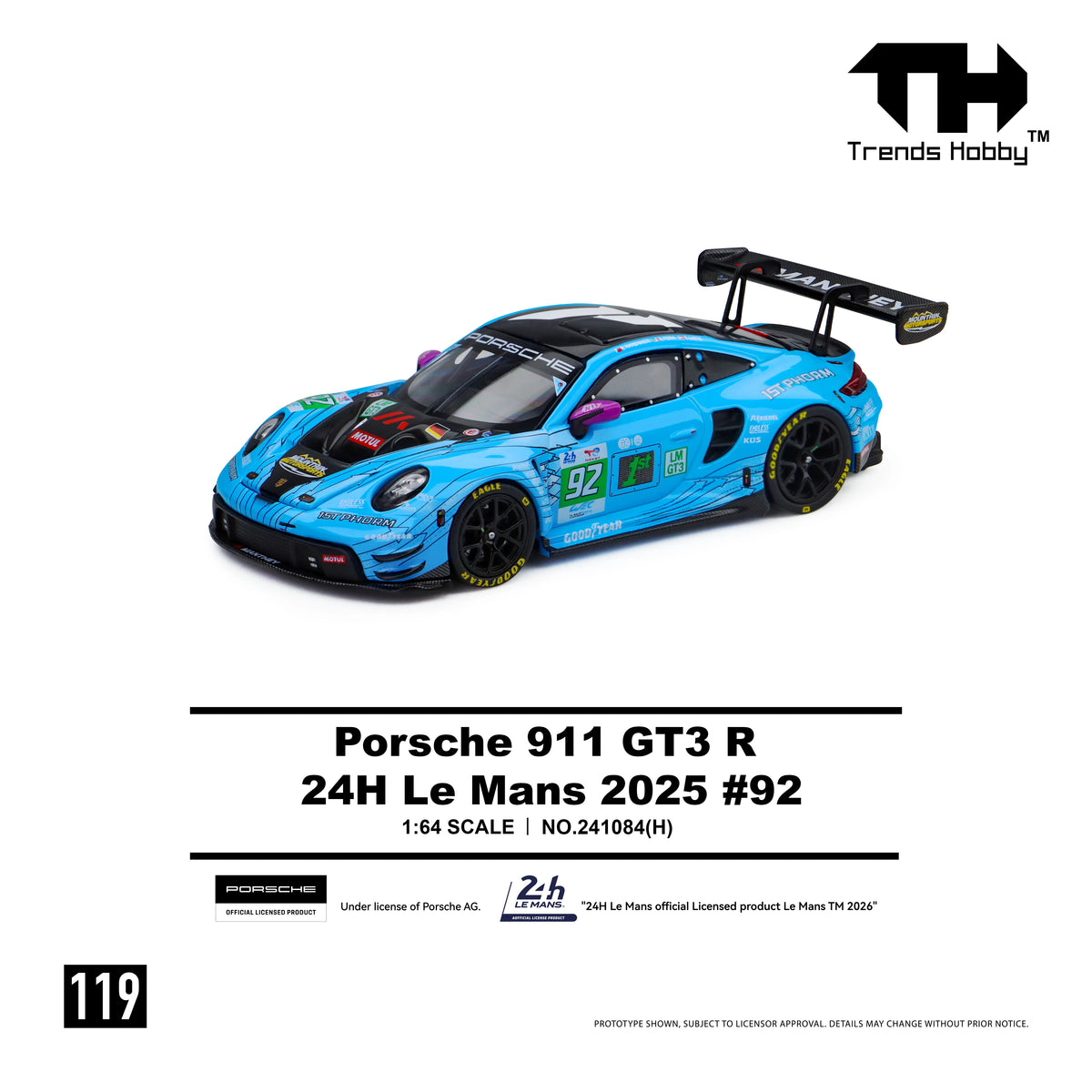 Trends Hobby 1:64 Porsche 911 GT3 R24H Le Mans 2025 Diecast Car Model Ship Now