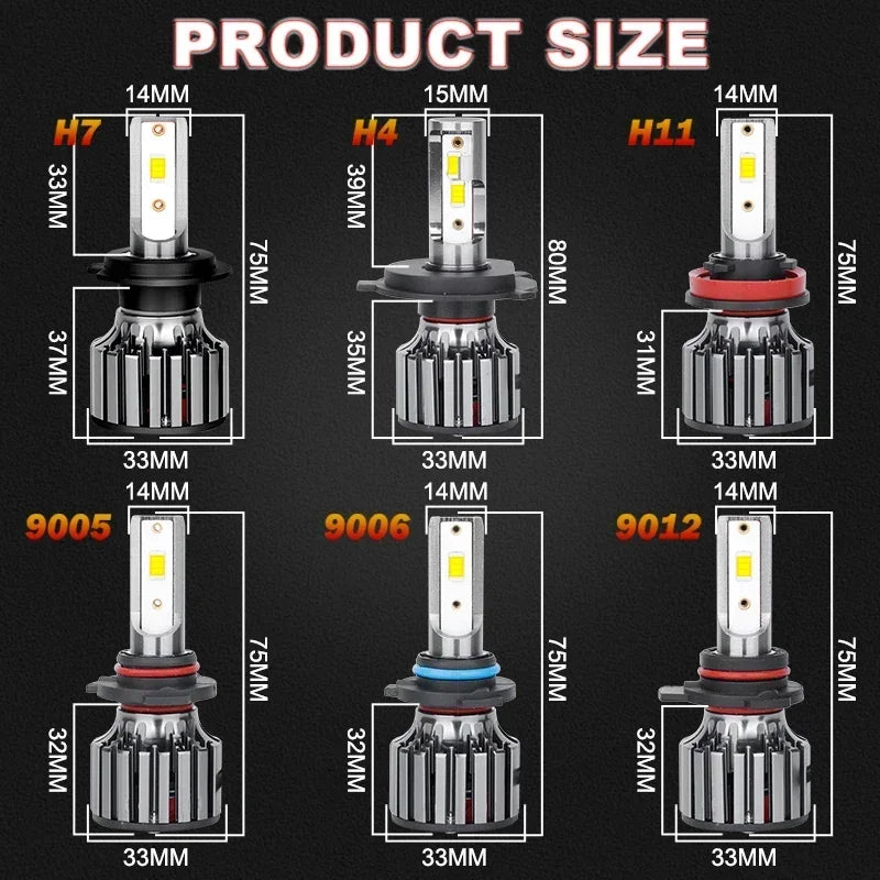 Car Headlight Bulbs 8000K 500000LM H7 H4 H1 H8 H11 LED Light H7 H11 H8 LED Fog Auto Lamp 6000K 5570 9005 9006 9012 12V Turbo 24V