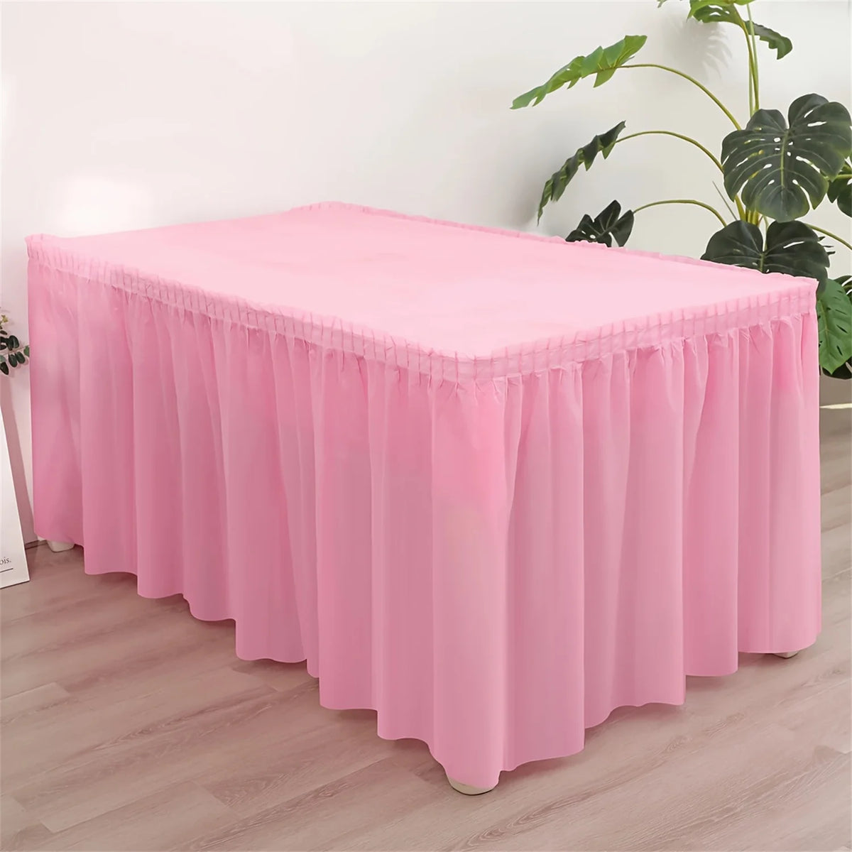 2pcs Tablecloth Set Disposable Solid Color Table Cover Table Skirts Rectangular Paper Table Covers With Long Skirting For Party