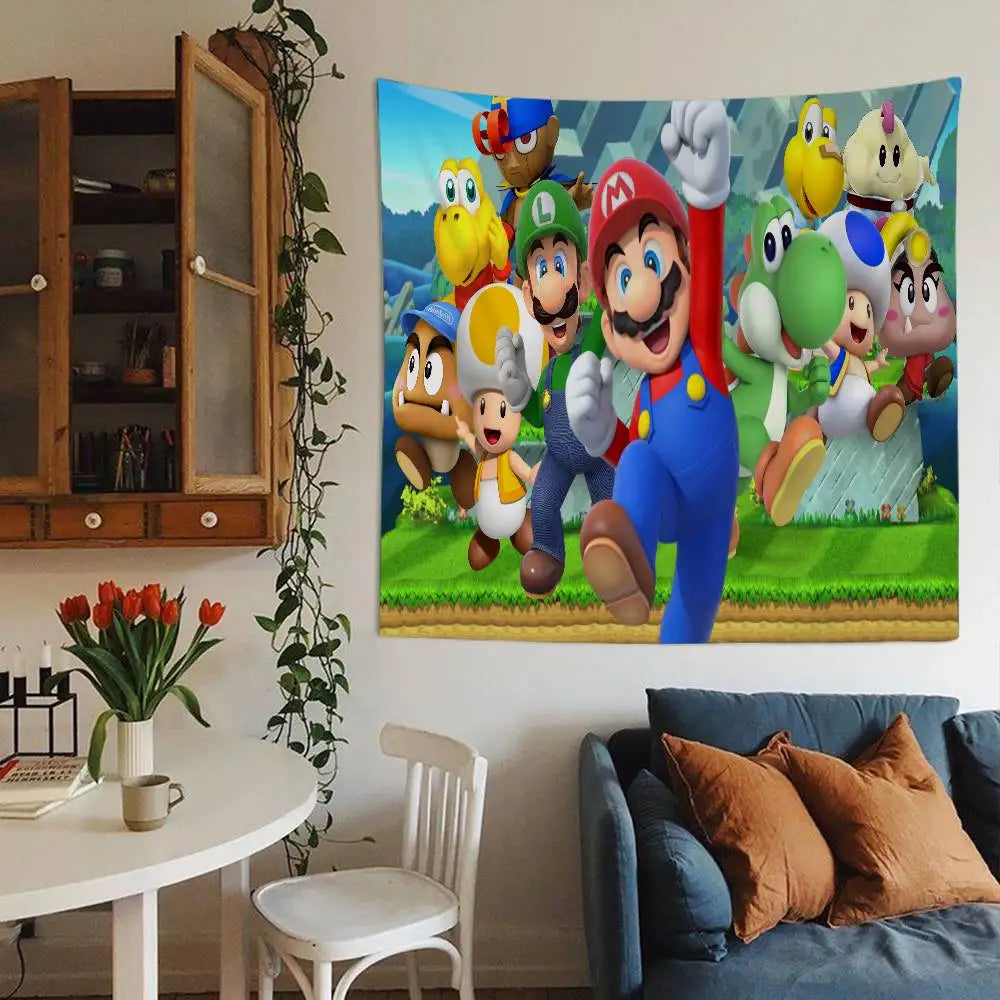 Game M-mario-O cartoon DIY Wall Tapestry for Living Room Home Dorm Decor Wall Art Decor