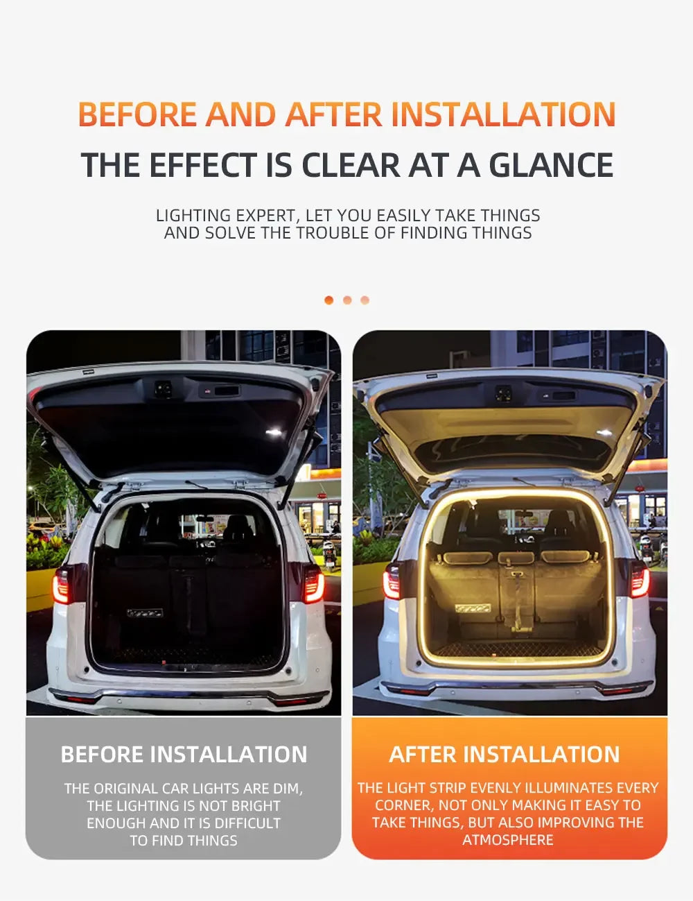 Automatic Led Trunk Light 4.2M Automatic Sensor Car Trunk Light Strip with Dynamic Flowing Illumination for Universal Fit 12V
