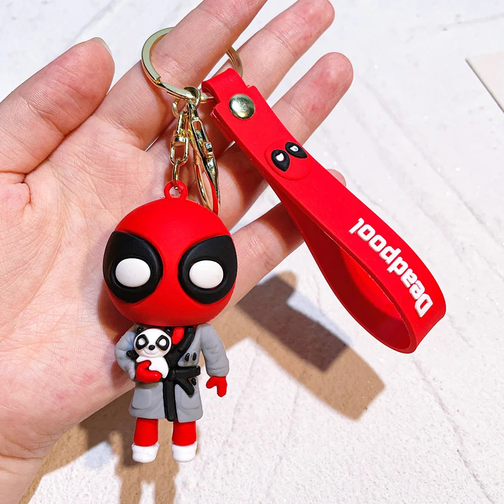 Anime Deadpool Doll Cartoon Anime Silicone Keychain Pendant Car Chain Backpack Silicone Keychain Gift for Friends