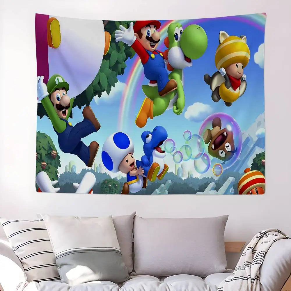 Game M-mario-O cartoon DIY Wall Tapestry for Living Room Home Dorm Decor Wall Art Decor