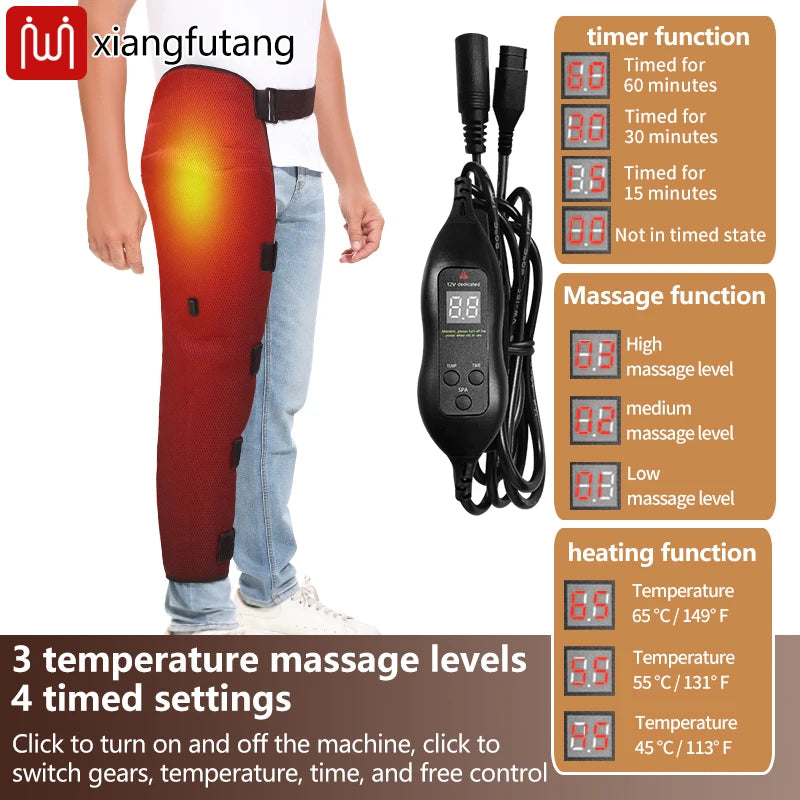 Long Hip Leg Heating Pad with Vibration Massager Leg Warmer Electric Heated Leg Wrap for Hip & Thigh & Knee & Calf Pain Relief