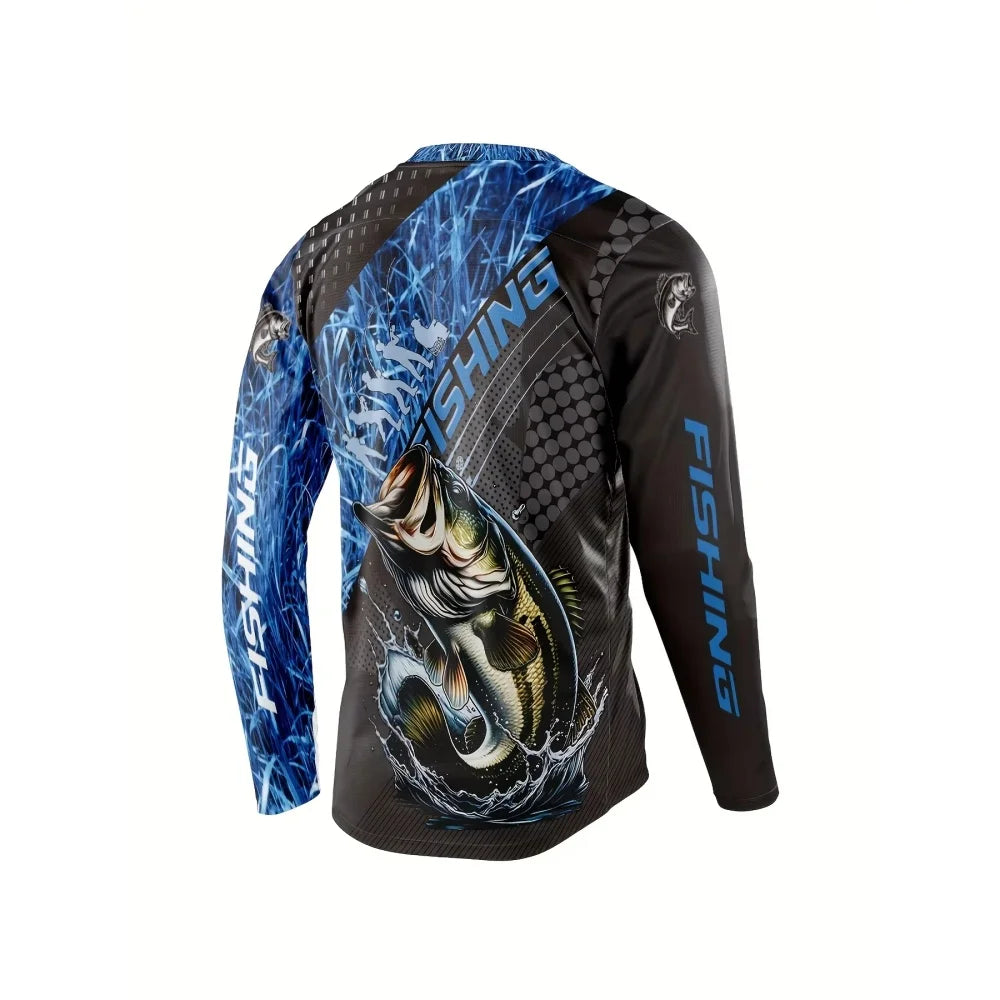Mens Fishing Shirt Long Sleeve T-Shirt Camping Outdoor Men T-Shirt Summer Loose Fishing Graphic Sports T-Shirts for Men Clothing