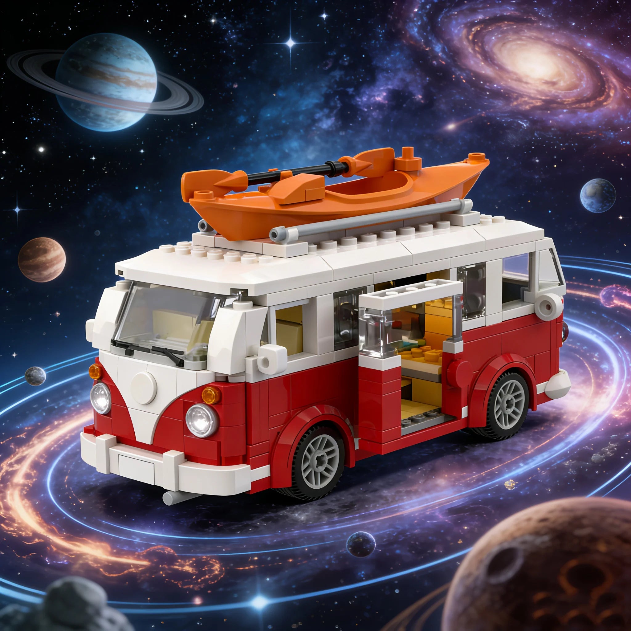 Technical  Creative Vehicle MOC City Camper Travel Trip Car Blocks T1 MOC-Designer Suit Building Party Gifts Holiday C