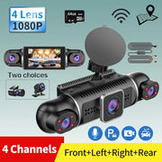 Dash Cam for Cars Free 64GB Dash Cam 360 Degrees Car DVR WiFi GPS 24h Parking Monitor 4 Lens HD 1080P Video Recorder APP Control