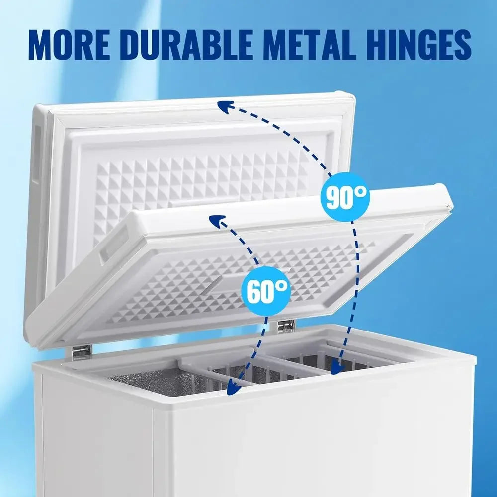 Wheeled Deep Freezer with Top Open Door, 2 Removable Baskets, 7 cu. ft. Capacity, White for Kitchen Storage