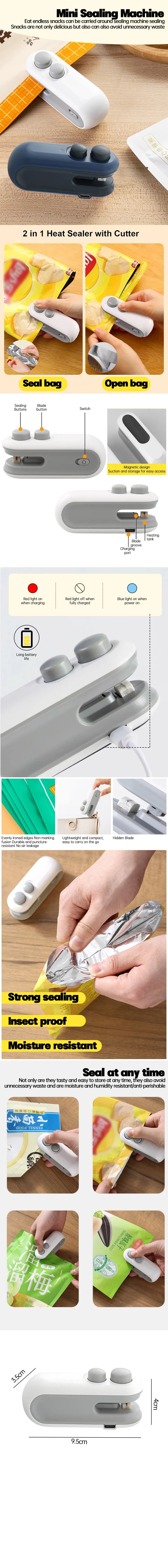 Electric Mini Heat Bag Sealing Machine Package Sealer Bags 2in1 Plastic Bag Sealing Machine Handheld Plastic Bag Heat Sealer2025