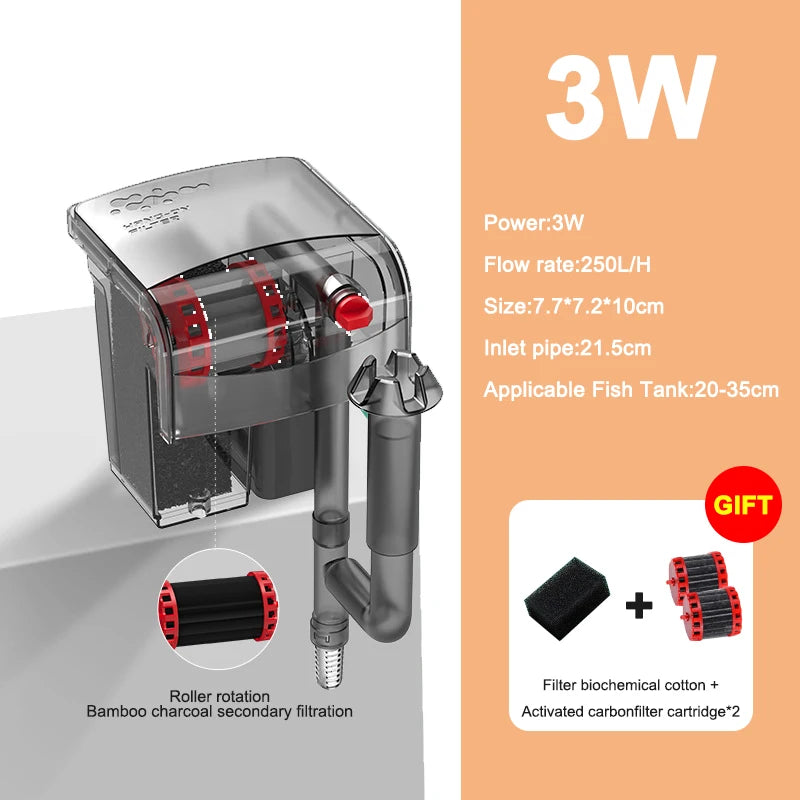Aquarium Fish Tank Filter 3 in 1 Water Purification Circulation Pump Small Pump Silent Aeration Fish Tank Cleaning Tools