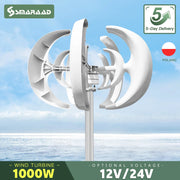 1000W 1KW Vertical Axis Wind Turbine 12V 24V 48V Wind Generator CE Certified Free Energy Low Speed Start Off Grid for Home Use