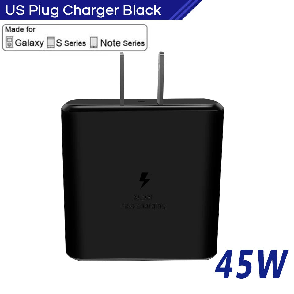 45w Samsung Charger Usb Type C Pd 45 W Super Fast Charging 2.0 Chargeur Cable Galaxy S24 S23+ S22 S21 Ultra Note 20 10 Tab S9