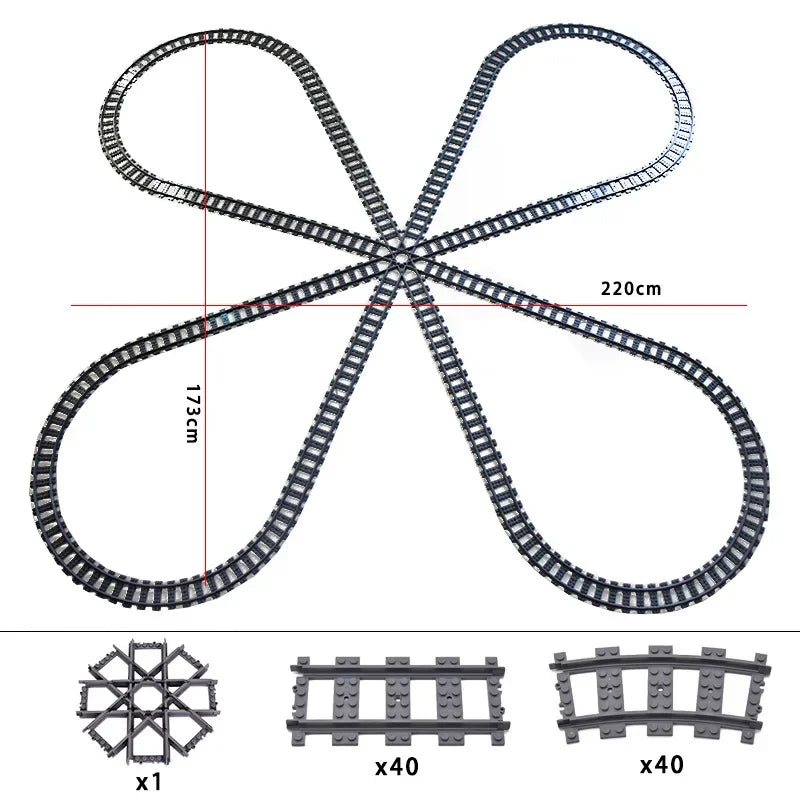 DIY Train Track Combination MOC Railroad Bridge Building Blocks Cross Track Bricks Toys Rail Car Scene Compatible With LEGO