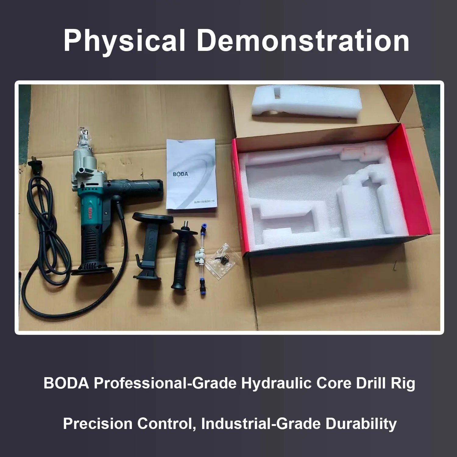 BODA Brushless Wet/Dry Drill 20-178mm , Water-Cooled Concrete Drill for Brick, Stone, Tile & Floor ,Professional Core Drilling