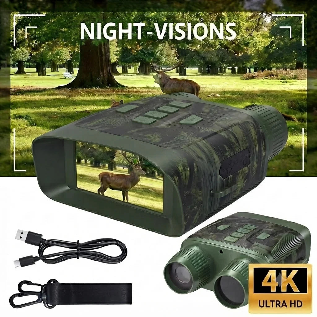 Infrared Night Vision Goggles 4K HD, with 3" Screen&10X Digital Zoom Camera, 2500mAh Battery USB Rechargeable Binoculars, for Wildlife Observation Hunting Camping Hiker Backpackers