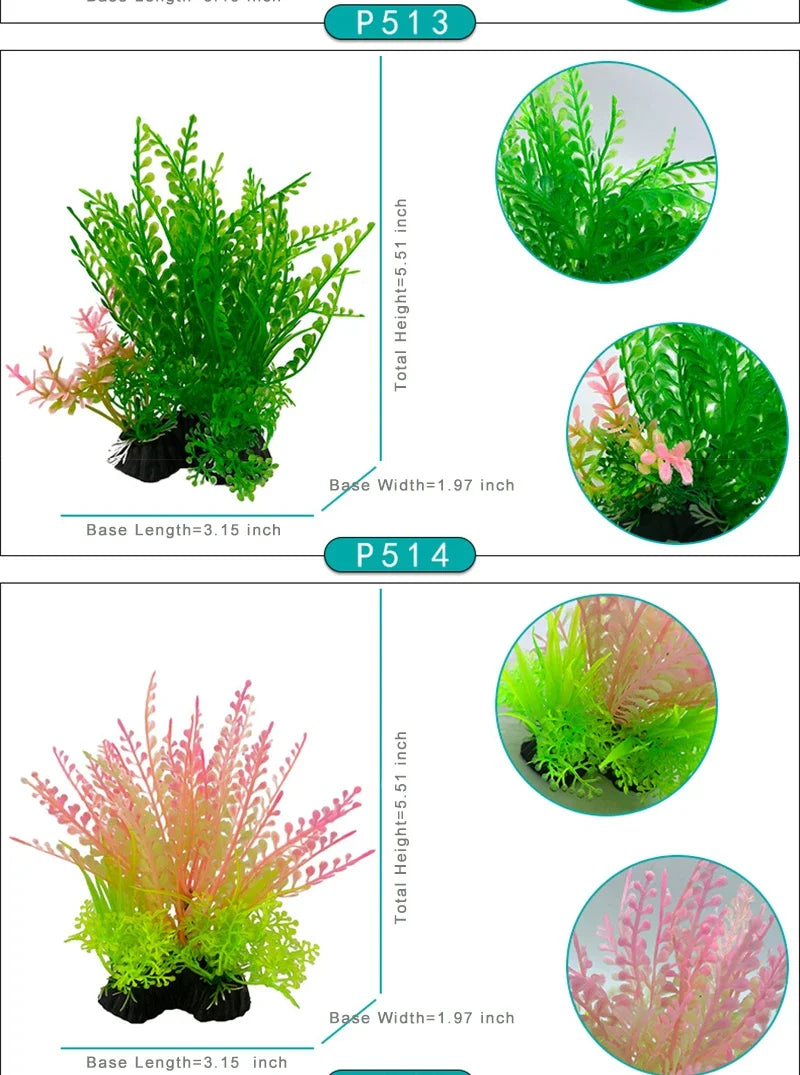 Fish Tank Ornament Plant Aquarium Artificial Decor Plants Simulation Water Grass Fish Bowl Plastic Weeds Decoration 5.5 inch