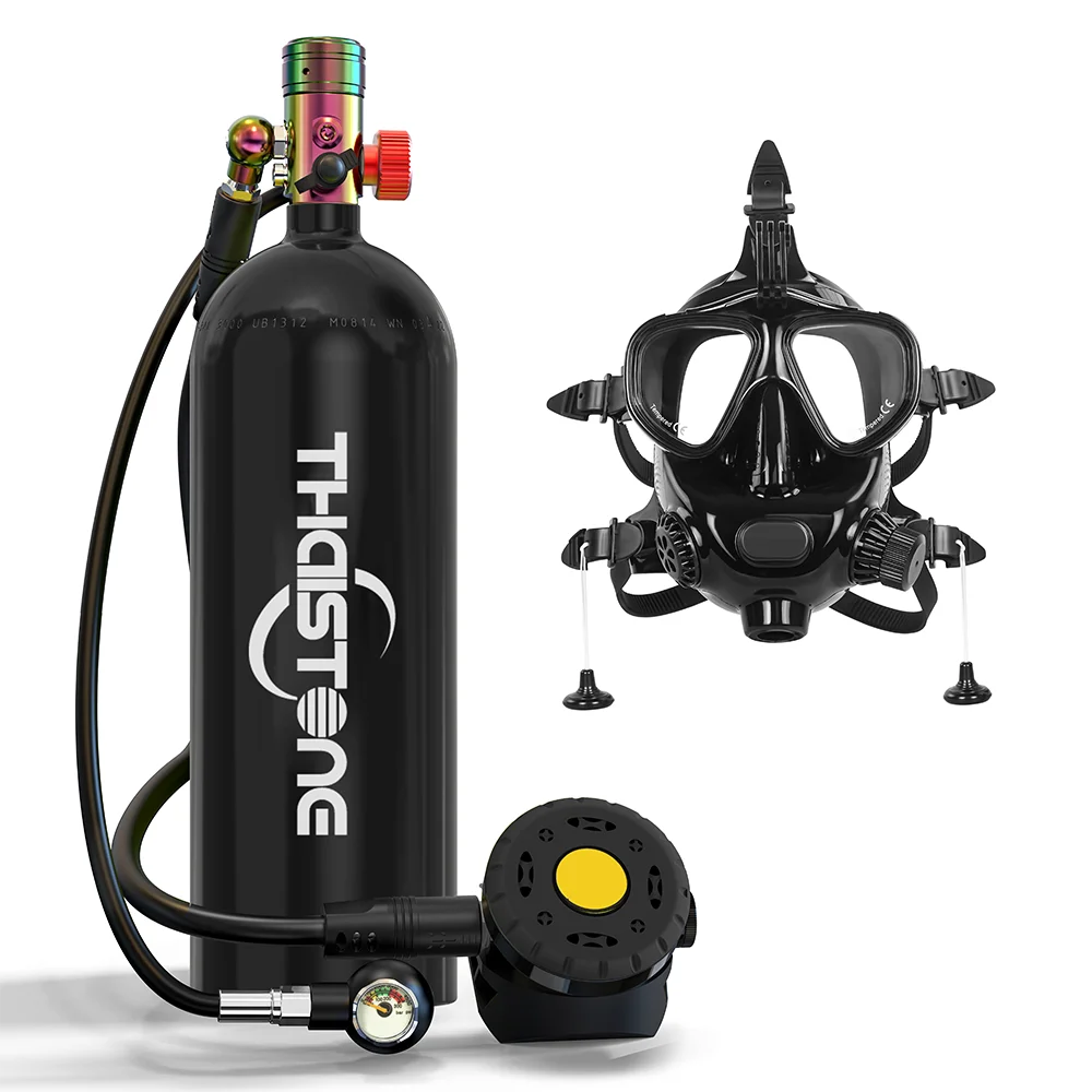 THAISTONE-Scuba Diving Air Tank with Mask Underwater Breath Air Tank, Oxygen Tank, Snorkeling Equipment, 2.3L, 30-40 Minutes