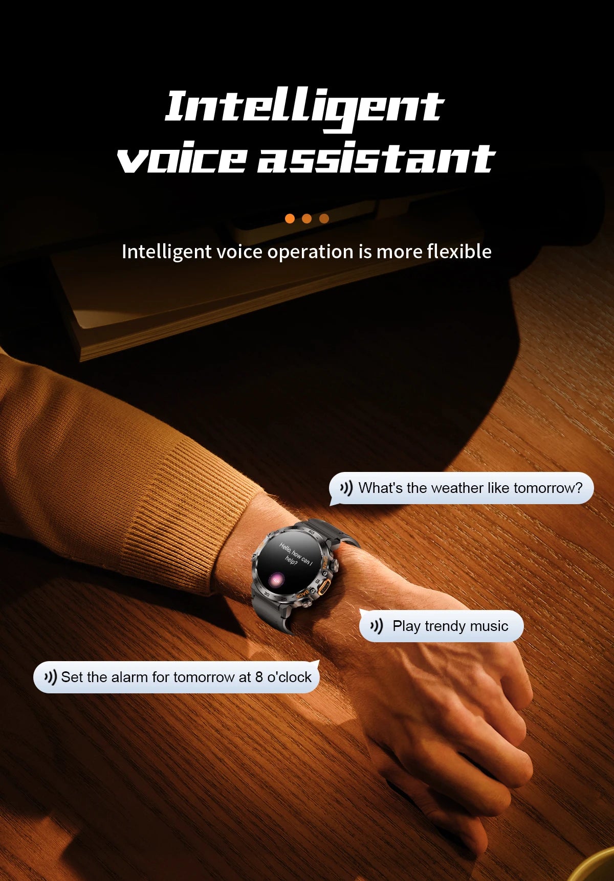 Stay active and connected with this men's smart watch featuring an HD screen, waterproof design, sports fitness tracking, and a handy flashlight—compatible with Android and iOS!