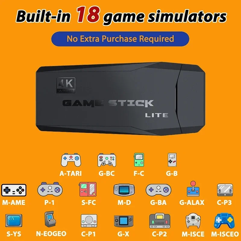 4K NEW 20000 Games Video Game Console 2.4G Wireless Controller Portable TV Game Stick Retro Handheld Game Player For Xmas Gift