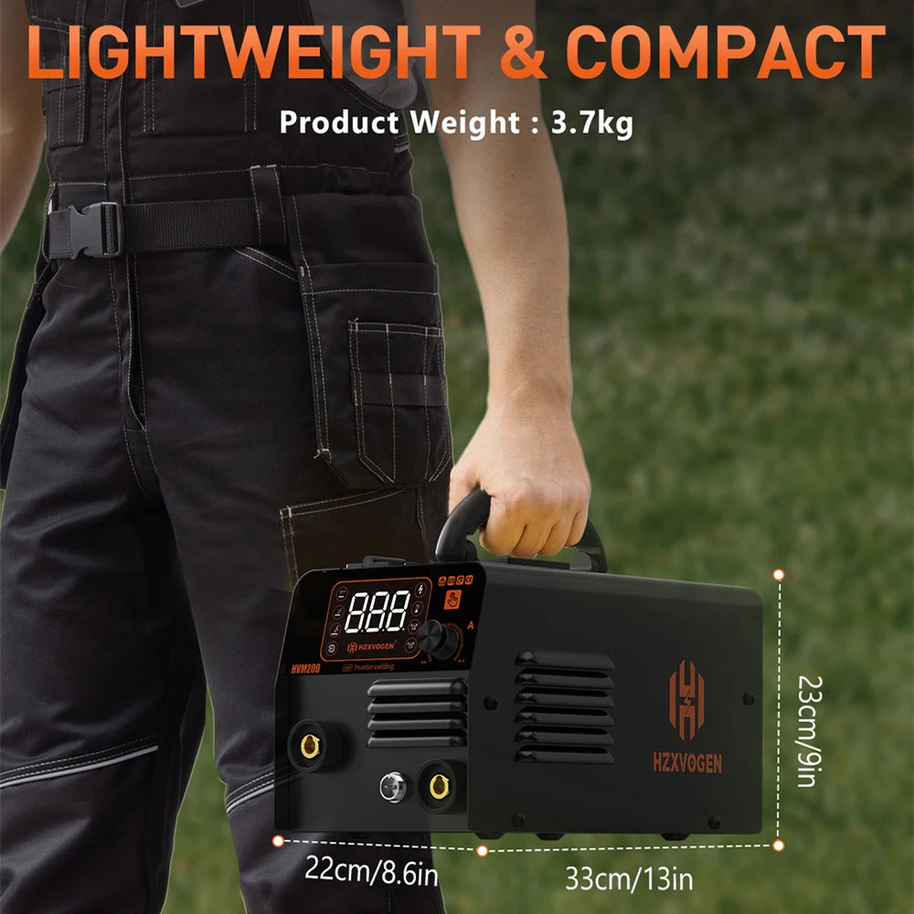 HZXVOGEN 3 IN 1 MIG/TIG/MMA Semi-Automatic Welding Machine HVM200 Inverter Welder Synergy Tool Non Gas MIG Welder For Gasless Iron Soldering 220V