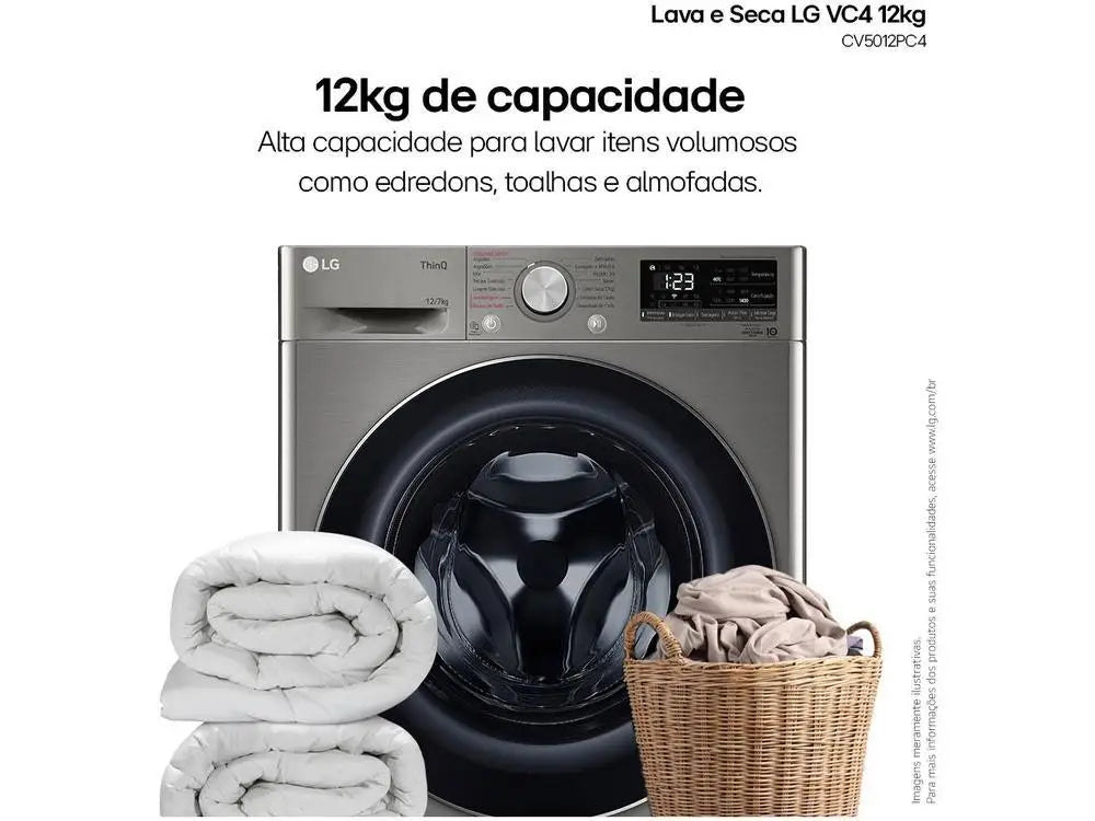 LG 12kg Smart VC4 CV5012PC4 with Artificial Intelligence Hot and Cold Water Silver-220V