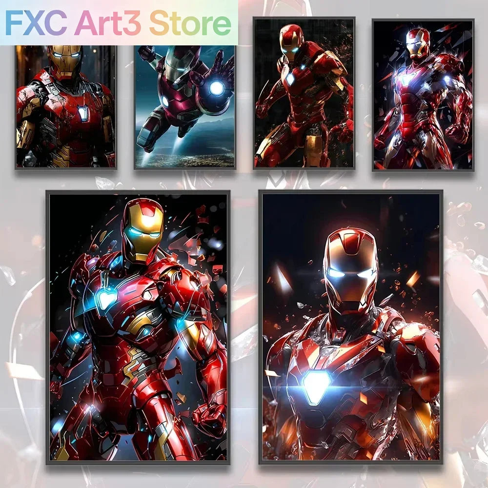 1PC frameless, Paintings Avengers Poster Print Marvel Movie Figures Decor Iron Man Wall Art Canvas Painting Superhero Kid