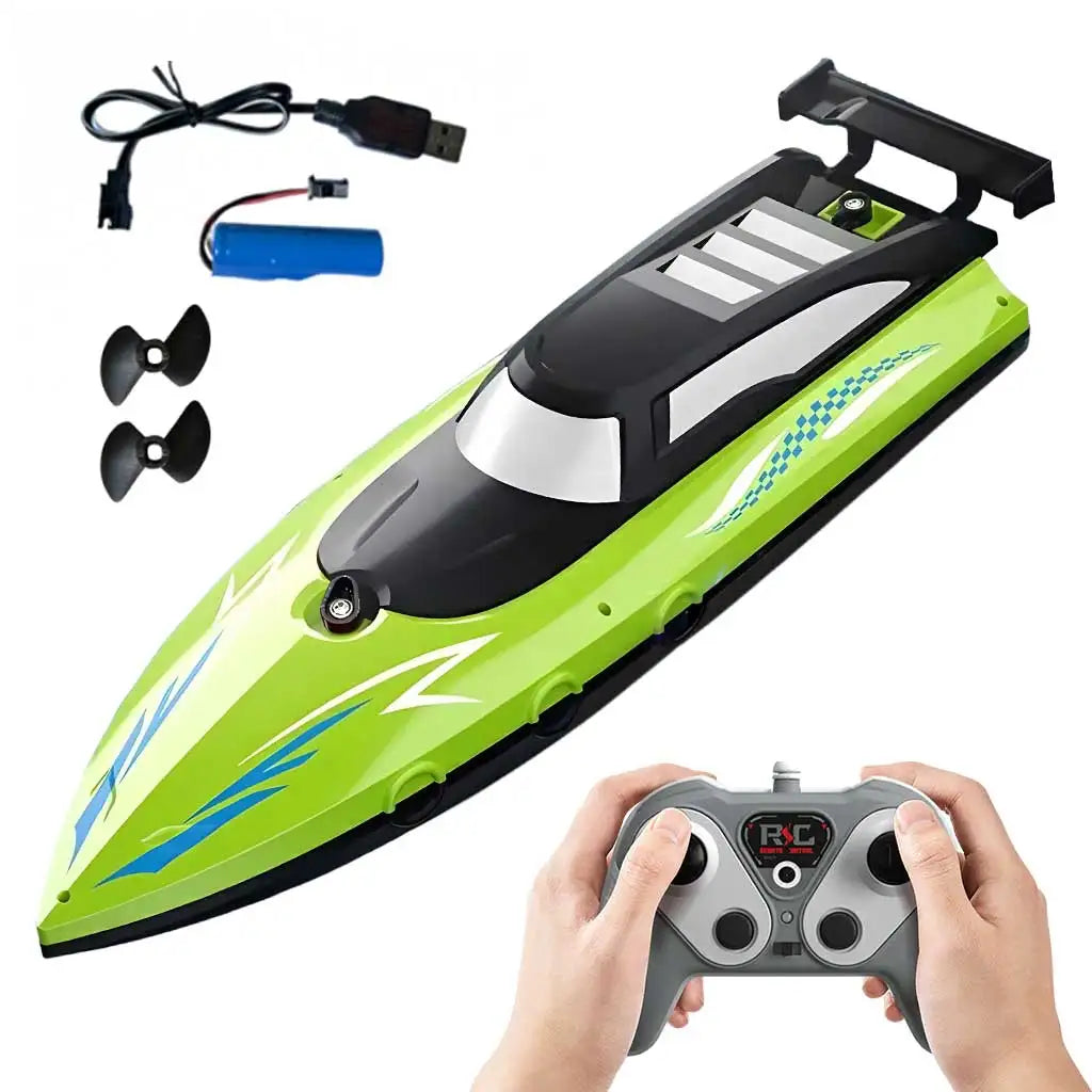 RC Remote Control Speed Boat 2.4GHz High-Speed Racing Boat Dual Propeller Waterproof Electric Toy for Kids Pool Lake Outdoor Fun