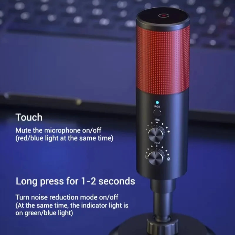 Capture crisp, clear audio with this USB condenser microphone featuring advanced noise cancellation—perfect for streaming, recording, and professional use!
