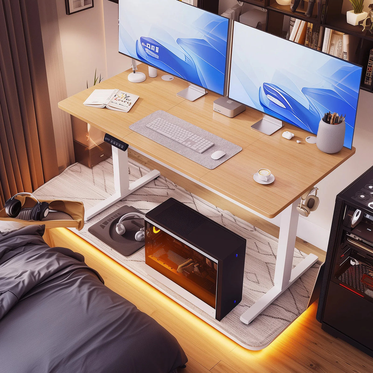 JHK 63x24 Inch Electric Standing Desk Ergonomic Height Adjustable Stand Up Sit Stand Computer Workstation Work Table For Office