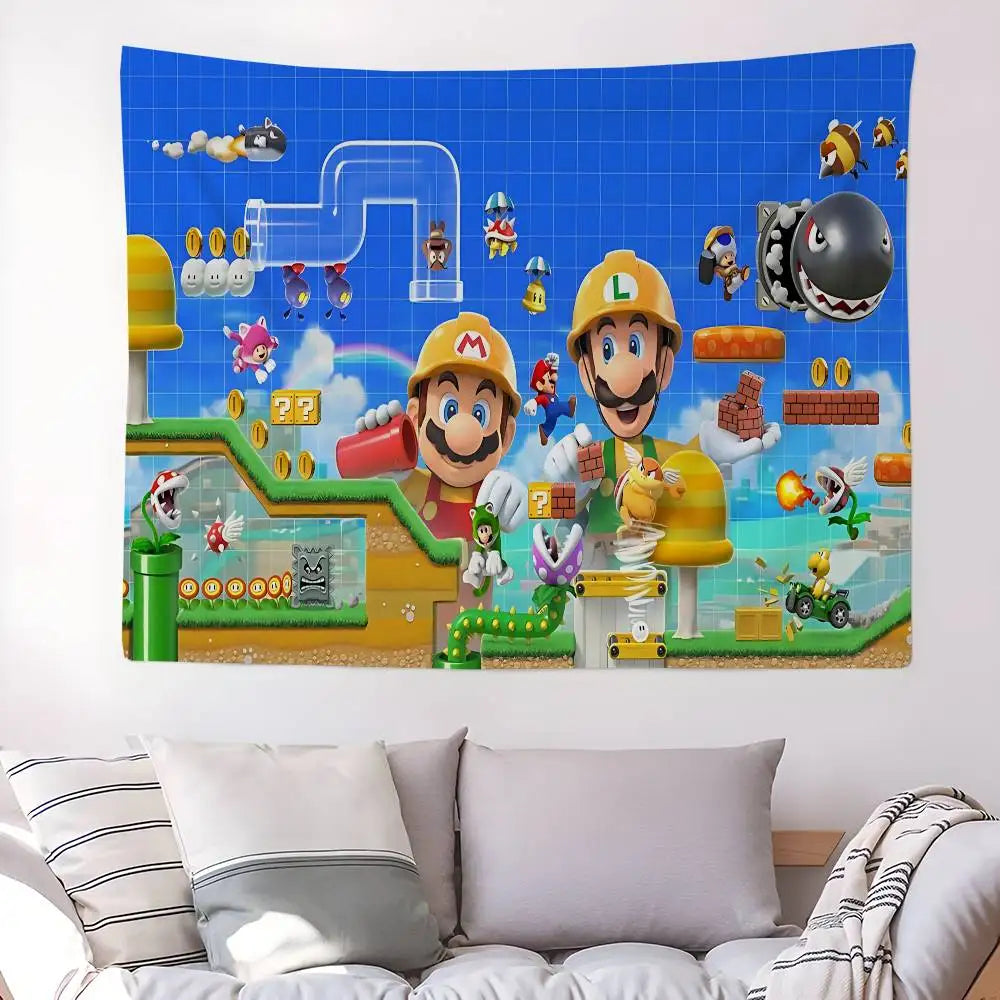 Game M-mario-O cartoon DIY Wall Tapestry for Living Room Home Dorm Decor Wall Art Decor
