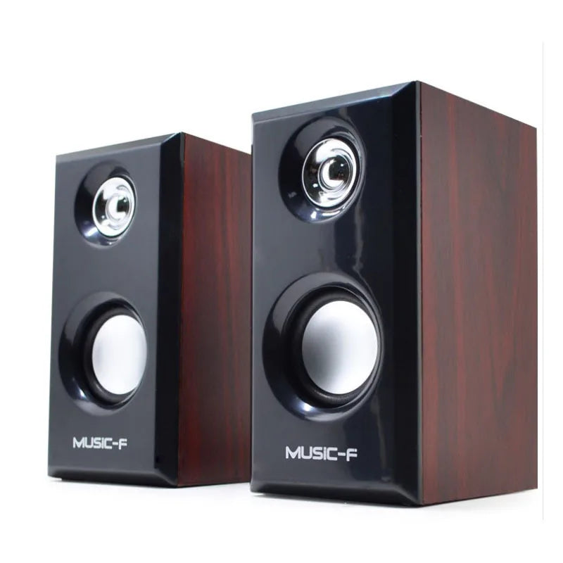 Wooden speakers USB Powered 3.5MM audio jack Surround Sound Wooden Wired Loudspeakers Computer Speakers for Laptop Smartphones