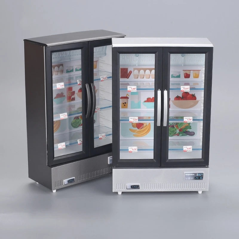 Creative Mini Simulation Double-door Large Refrigerator Freezer Hot-selling Food Play Kitchen Decoration Is Small and Exquisite