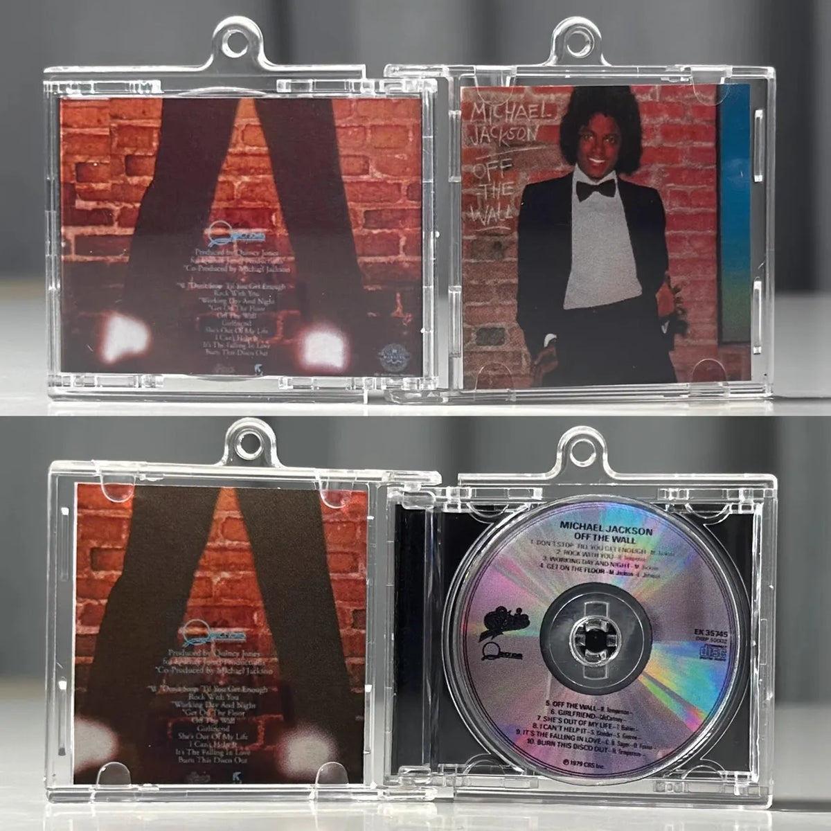 Classic Pop Michael Jackson MJ MINI Music CD NFC Keychain Play Song Thriller Album Bad Pendant Cosplay Key ring Acrylic Necklace