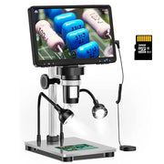 Elikliv DM9 7'' Digital Microscope 50X-1200X Video Microscope Camera Adjustable HD LCD  For PCB Electronics Soldering Tools