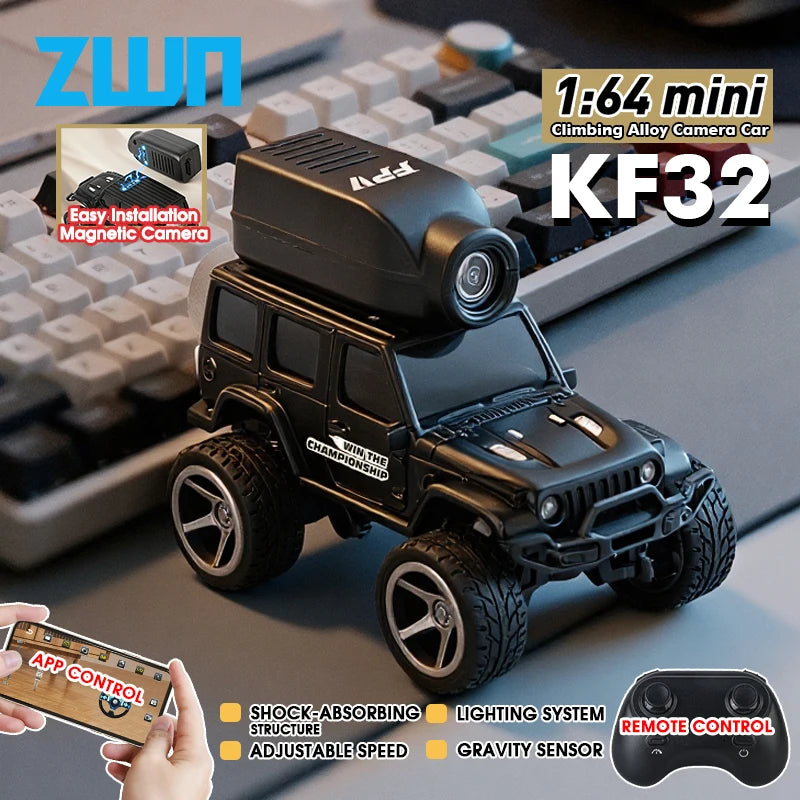 KF32 1:64 RC Mini Climbing Alloy Video Car With LED Light  and HD Camera Radio Remote Control Vehicle Toy for Kids Best Gift