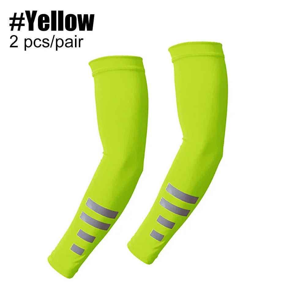 1Pair UV Sun Protection Arm Sleeves for Men Women Reflective Cooling Compression Sleeves Golf Outdoor Sports