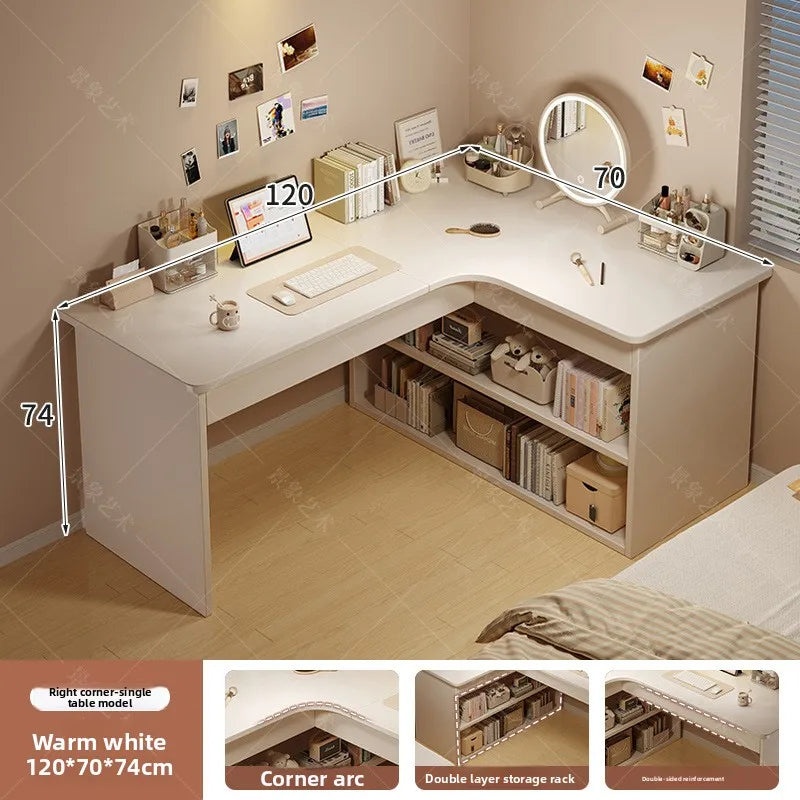 Firm Computer Desk, Bookshelf, Integrated Corner Workbench, White Corner Learning And Writing Desk Factory