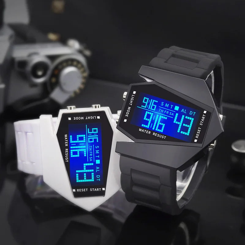New Creative Digital Watches for Kids Luminous Wateproof Silicone Strap Sports Watch Multifunction Alarm Clock Sports Watch