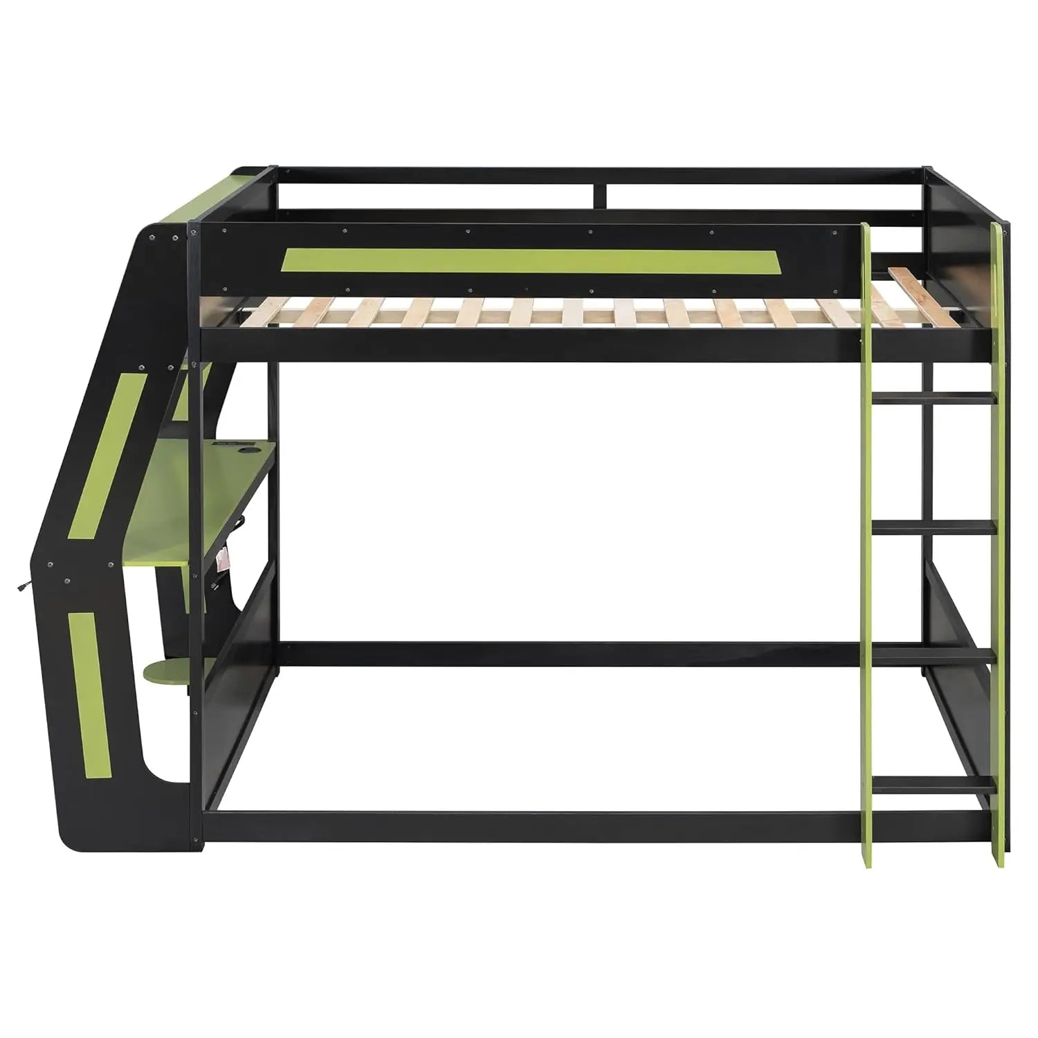 Gaming Bunk Bed with Side-Mounted Oversized RGB Desk, USB Charging Ports & Cable Grommet, LED Light Strip,, Customized