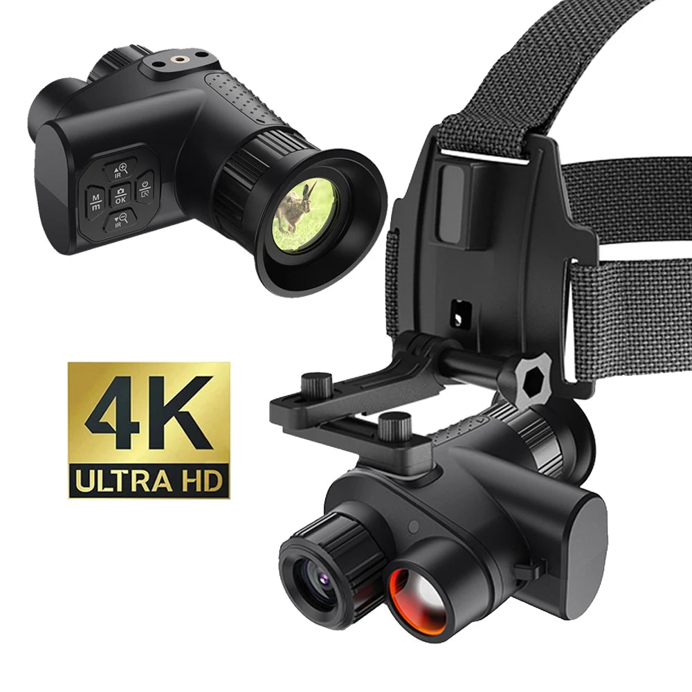 NV4500 4K UHD Infrared Night Vision Monoculars Googles Head-Mounted Mini Digital Tactical Telescope Camera for Hunting Camping