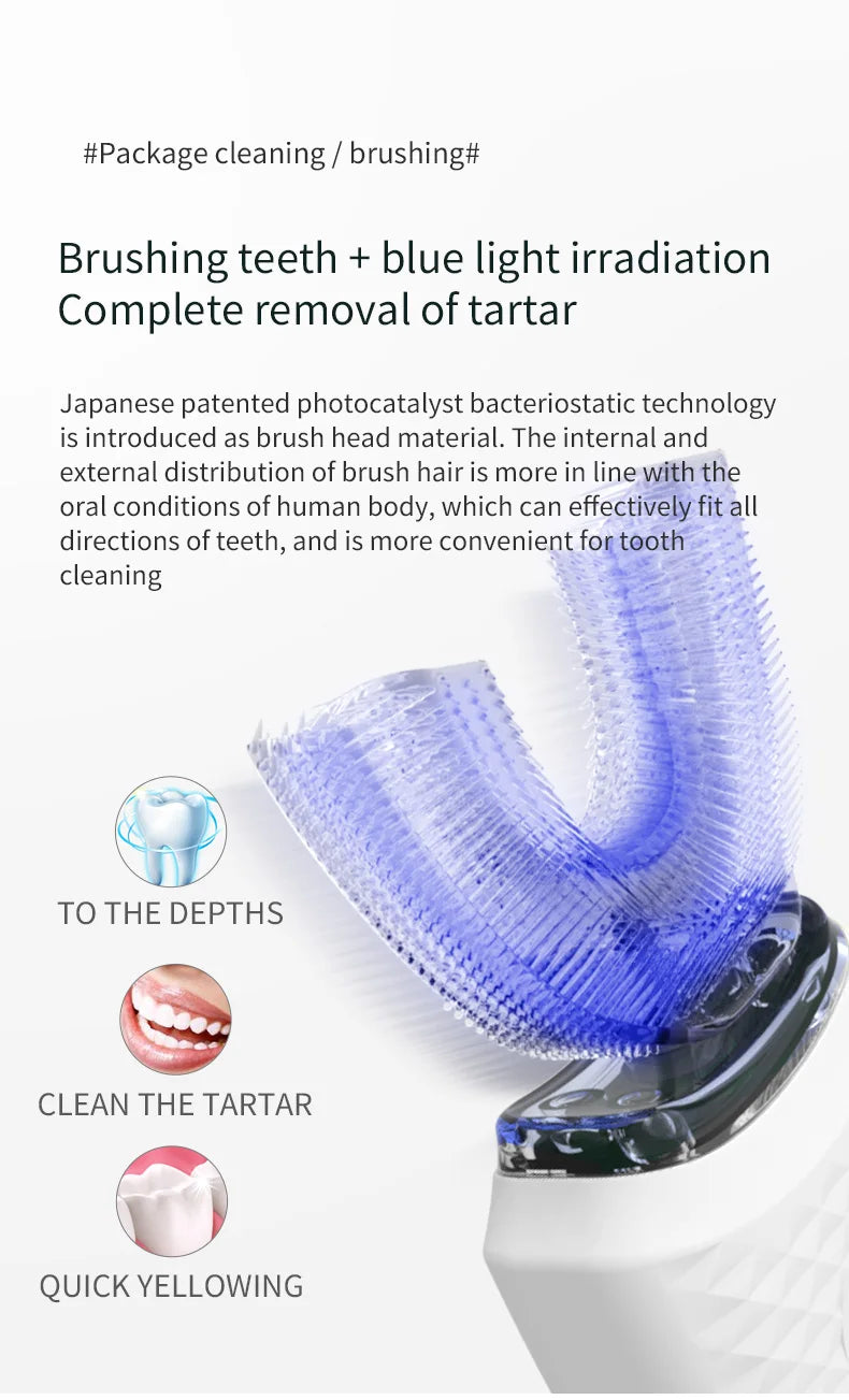 Achieve a superior clean with this electric U-shaped toothbrush for adults—automatic, USB rechargeable, and designed for convenience and effective brushing!