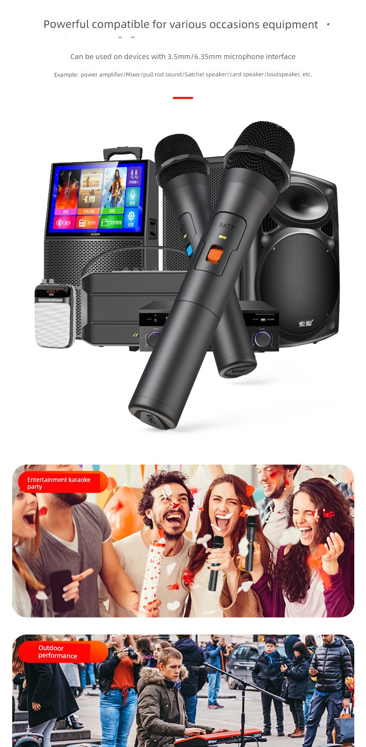 Wireless Microphone U Band Rod Stereo Handheld Microphone Outdoor Square Dance Power Amplifier, Speaker Singing Universal Headset