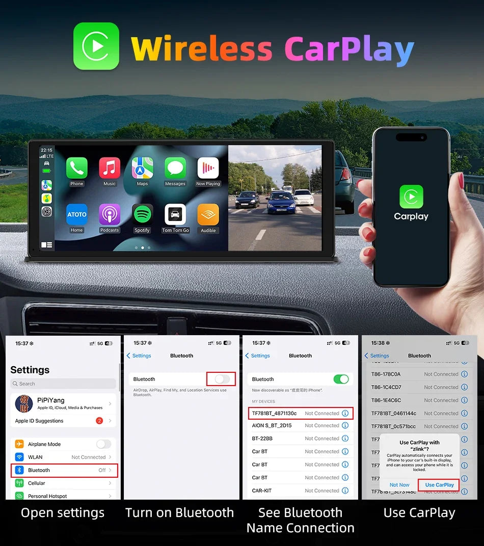 Develuck 11.3" Car Stereo Wireless Carplay Android auto Video with Rear Camera GPS Navigation Car Audio Receivers Dual Bluetooth