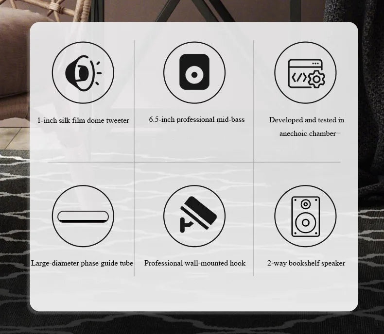 Household 6.5 Inch Bookshelf Speaker 100W*2 Output Power 2 Way HIFI Passive Speaker 2.0 Stereo 1 Inch Silk Film Dome Tweeter