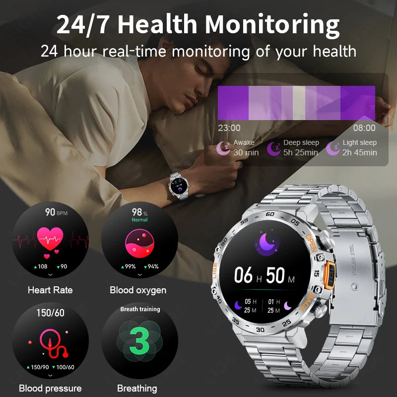 Stay active and connected with this men's smart watch featuring an HD screen, waterproof design, sports fitness tracking, and a handy flashlight—compatible with Android and iOS!