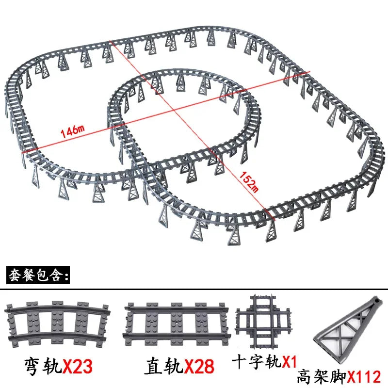 DIY Train Track Combination MOC Railroad Bridge Building Blocks Cross Track Bricks Toys Rail Car Scene Compatible With LEGO