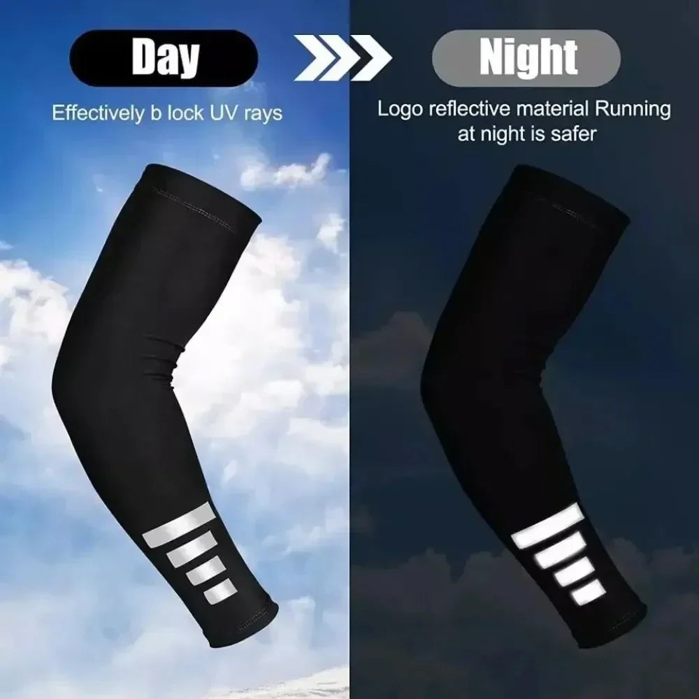 1Pair UV Sun Protection Arm Sleeves for Men Women Reflective Cooling Compression Sleeves Golf Outdoor Sports