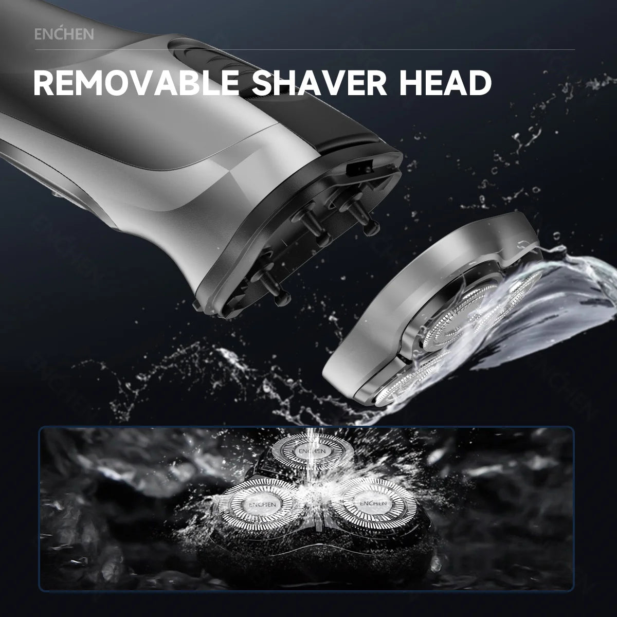 ENCHEN Blackstone Electrical Rotary Shaver for Men 3D Floating Blade Washable Type-C USB Rechargeable Shaving Beard Machine