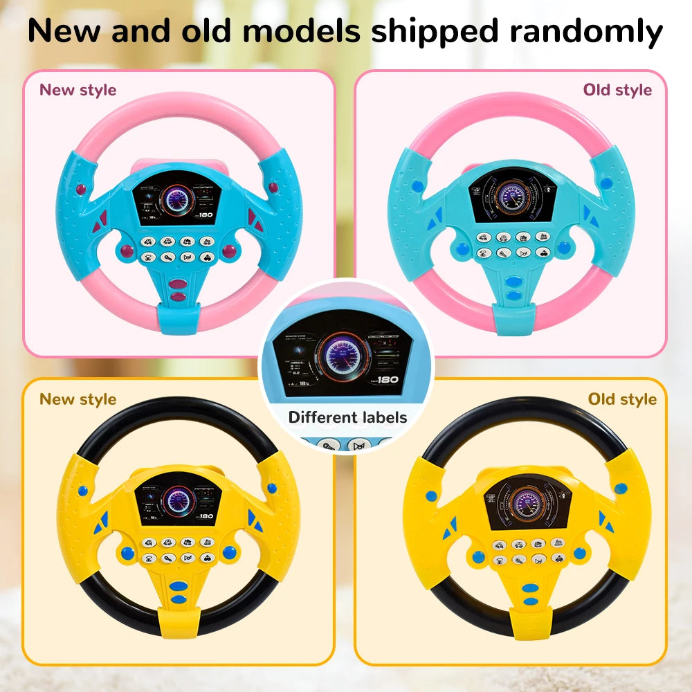 Eletric Steering Wheel Toy with Light Sound for Baby Kids Educational Portable Simulated Driving Steering Wheel Vocal ToysToys