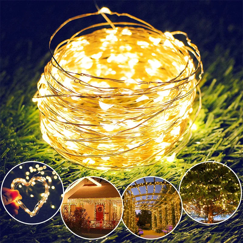 USB Led Fairy Lights Copper Wire String 1/2/3/5/10/20M 200LED Holiday Lamp Garland For Christmas Tree Wedding Party Decoration